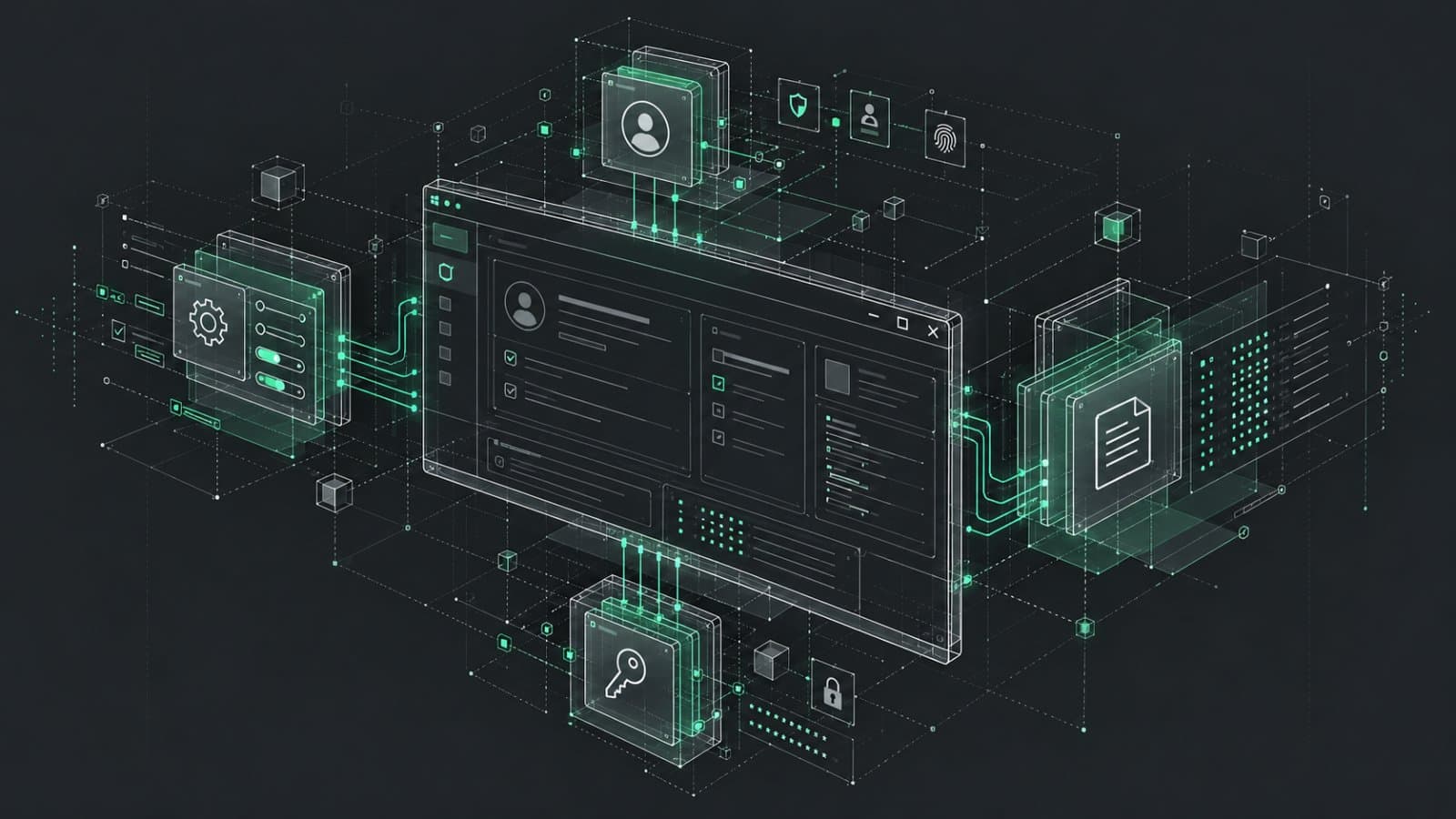 Concept illustration of modular blocks supporting a shared Windows application foundation.